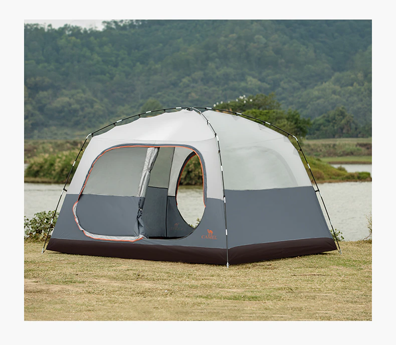 Cheap Goat Tents Golden Camel Outdoor 6 People Camping Tent Quick build Glass Pole Waterproof Sunshade Rainproof Family Tents Camping Suppies   